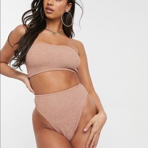 High leg high waist bikini bottom in rose mink